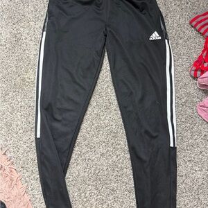 Adidas Women's Black Joggers with White Stripes
